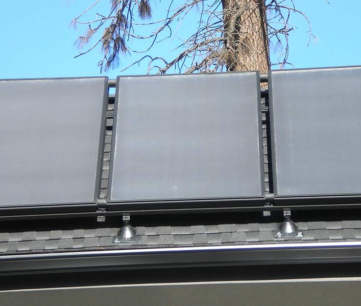 hydronic solar panels on a roof